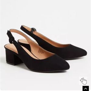 NWOT Torrid Black Suede Pointed Toe Slingback Block Heel size 10(WW)